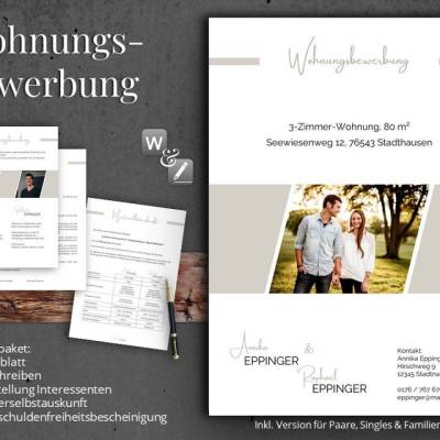 Wohnungsbewerbung | Paar, Single & Familie | Wohnungs Bewerbung Vorlage "Frankfurt"