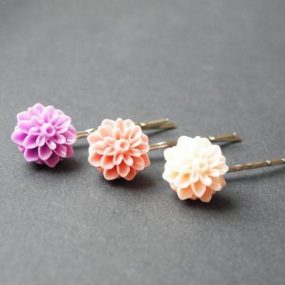 Haarklemme Set Blume Chrysantheme rosa creme #2