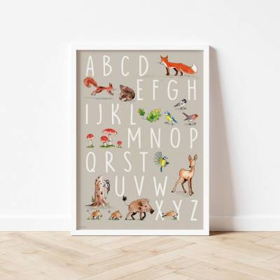 Kinderzimmer-Poster ABC *ABC mit Waldtieren*, ökologischer Druck