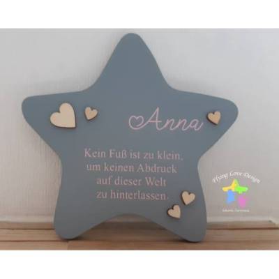  Erinnerung an ein Sternenkind, Geschenk für Sterneneltern, individuelle gestaltetes Trauergeschenk, grauer Stern, Gott,