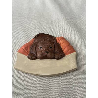 Türschild Hund - 1 Relief Namensschild ca. 10cm zum selber malen mit Anhänger