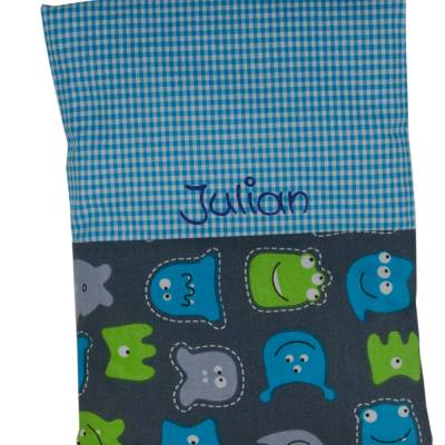 Wärmekissen Monster 19x24cm Baby mit Name - Personalisiertes Körnerkissen - Rapskissen - Füllung Raps
