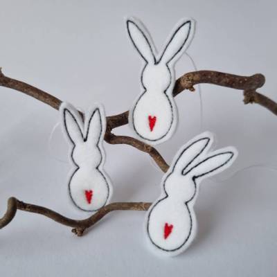 3er Set MINI-OSTERHASEN aus Filz zum Aufhängen - von he-ART by helen hesse