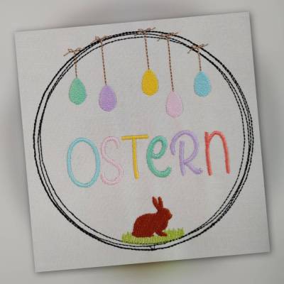 Doodle Ostern Rahmen Kreis Stickdatei NadelSprünge