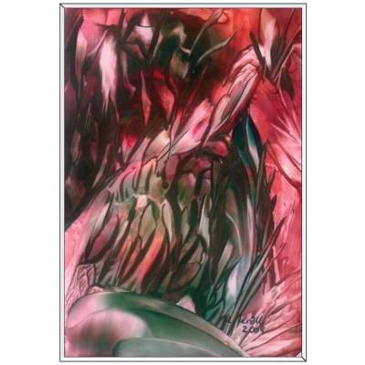 Kunst–Doppelkarte - „Blumen abstrakt“ - bewusst ohne Textvorgabe - Design  Ulrike Kröll.