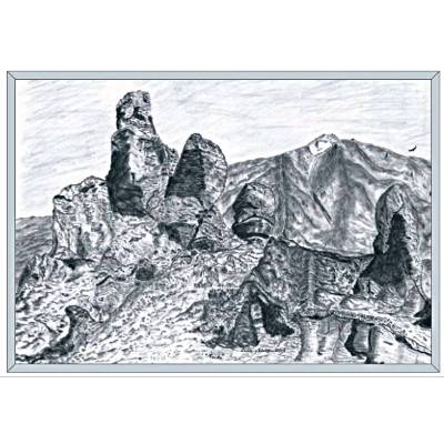 Kunst–Doppelkarte - „Pico de Teide (Teneriffa)“ – bewusst ohne Textvorgabe - Design Ulrike Kröll.