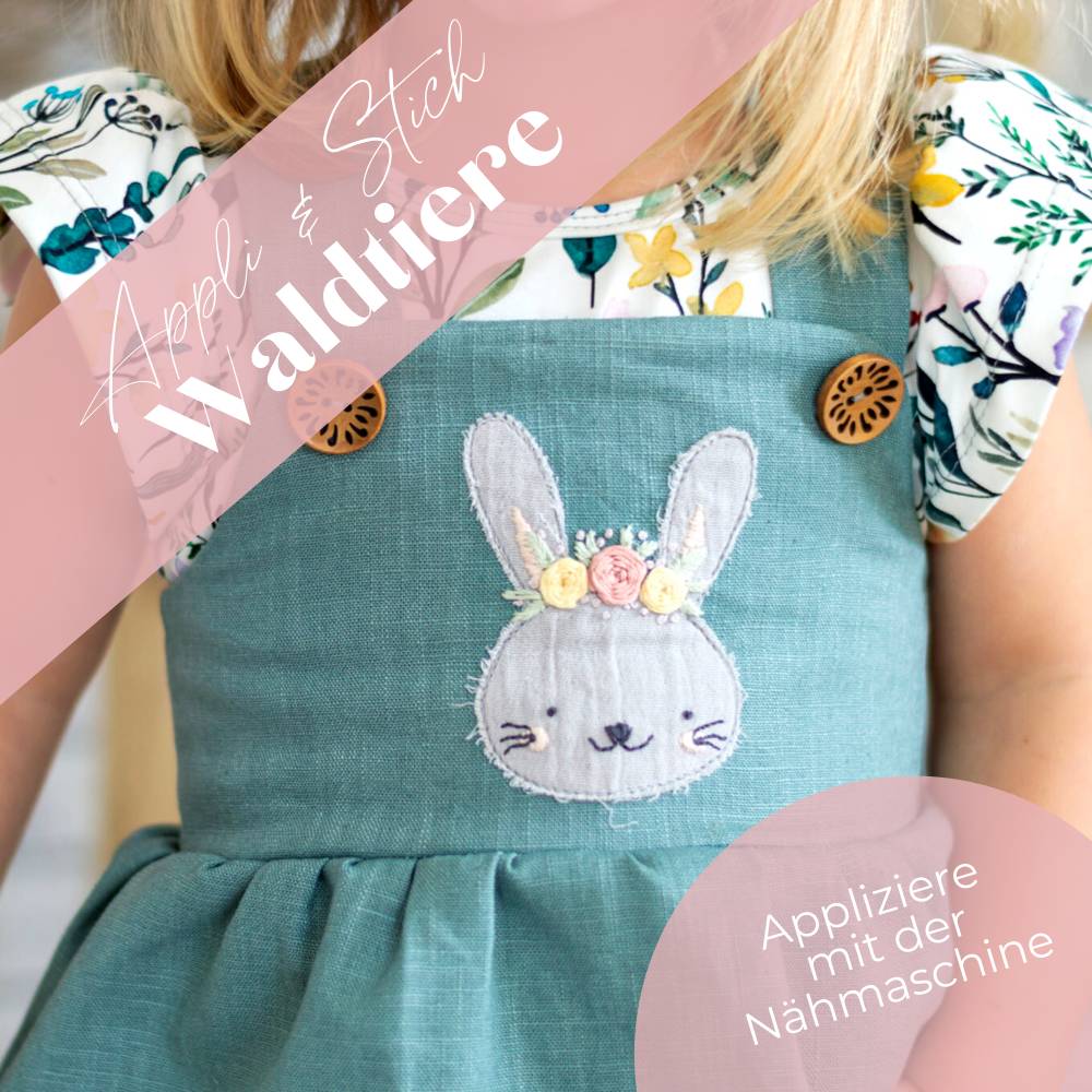 Appli & Stick Waldtiere - appliziere mit der Nähmaschine & pimpe mit einer Handstickerei - Hase, Reh, Fuchs, Maus & Bär Bild 1