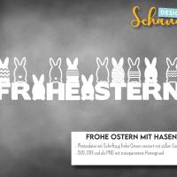 Frohe Ostern mit Hasen Schriftzug SVG DXF Vektorgrafik