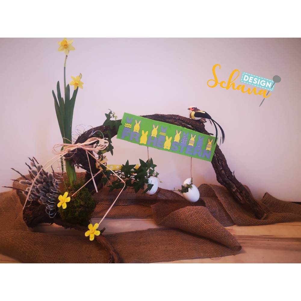 Frohe Ostern mit Hasen Schriftzug SVG DXF Vektorgrafik Bild 3