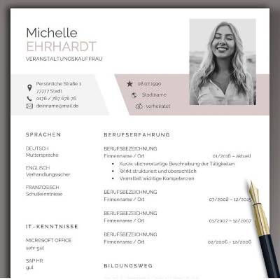 Professionelle Bewerbungsvorlage deutsch | Lebenslauf-Vorlage, Anschreiben, Deckblatt | Word + Pages