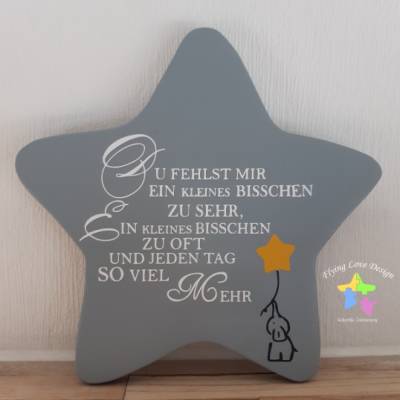 Erinnerung an ein Sternenkind, Geschenk für Sterneneltern, individuelle gestaltetes Trauergeschenk, grauer Stern, Grabd