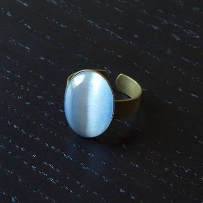Ring Cateye Cabochon Glas vintage bronze grau