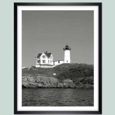 Poster Druck Alter Leuchtturm North Head – Vintage Schwarz-Weiß Fotografie Maritimes Wandbild