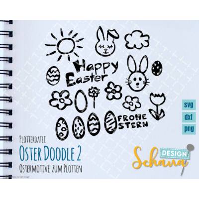 Ostern Doodle Set 2 Frohe Ostern Osterhase Frühling SVG Plotterdatei Vektorgrafik dxf