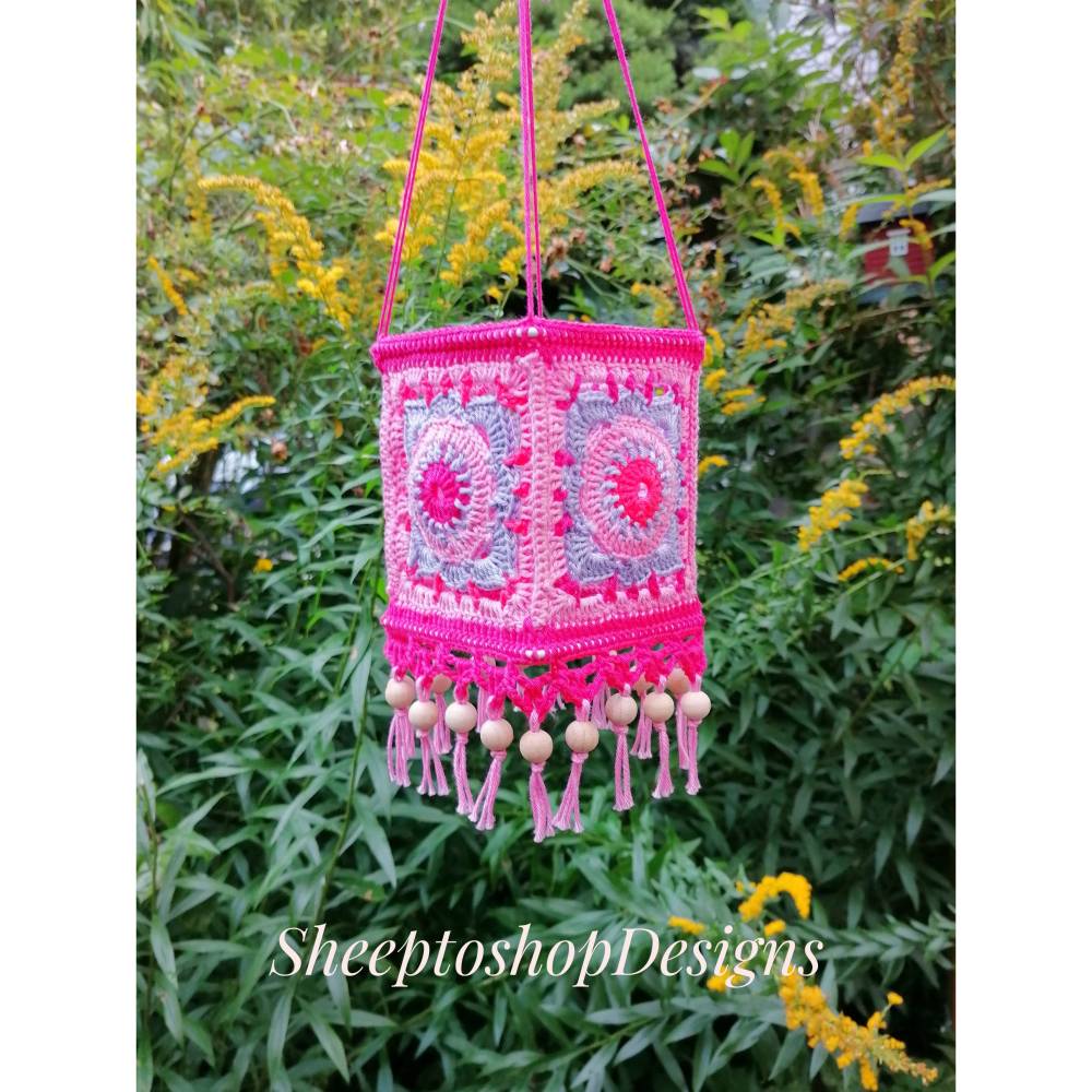 Häkelanleitung Lampion Sonnenblume im Boho Stil, Gartendekoration, Laterne, PDF Deutsch, Sommerdekoration, Lampe Bild 7