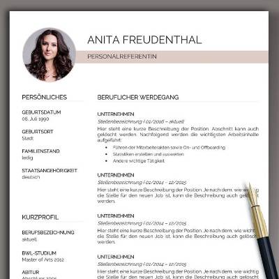 Professionelle Bewerbungsvorlage deutsch | Lebenslauf-Vorlage, Anschreiben, Deckblatt | Word + Pages