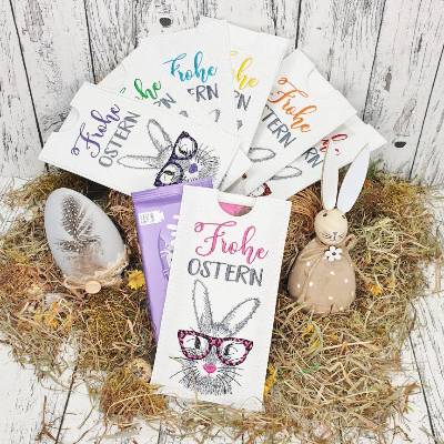 Schokoladenhülle zu Ostern aus Glitzer - Kunstleder in verschiedenen Farben