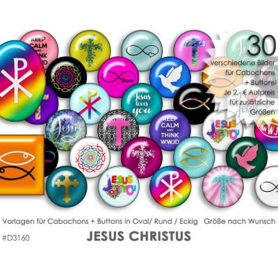 JESUS CHRISTUS 30 Cabochonvorlagen Cabochon Vorlagen digital Download Buttonvorlagen Bilder für Schmuck Cabochon