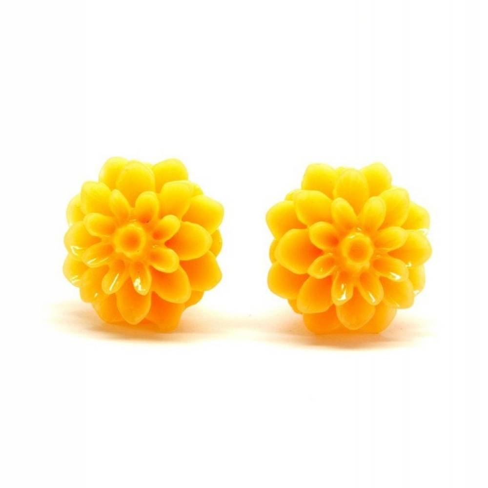 Ohrstecker Chrysantheme Blume Blüte Resin gelb