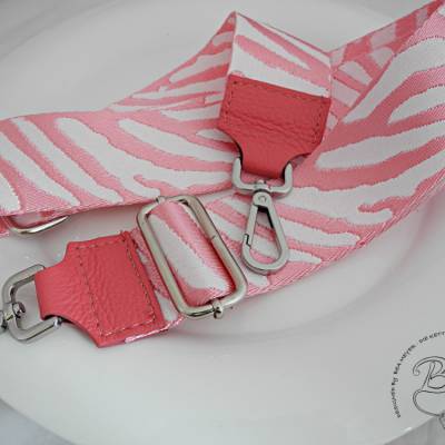 Schultergurt Taschentrageriemen rosa weiß  für Taschen Handtaschen