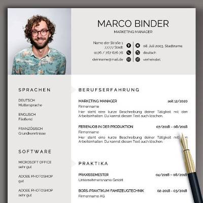 Professionelle Bewerbungsvorlage deutsch Lebenslauf Vorlage Bewerbung