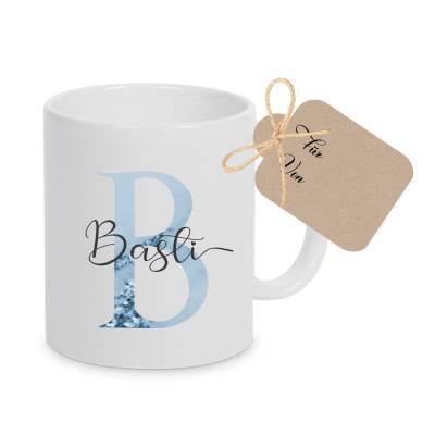Personalisierte Tasse mit Namen und Buchstaben als Geschenk aus Keramik, Geschenkidee für Männer u. Frauen