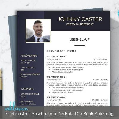 Professionelle Bewerbungsvorlage deutsch | Word & Pages | Vorlage Lebenslauf, Anschreiben, Deckblatt