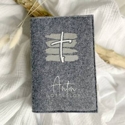 Gotteslob-Hülle aus Filz *Kreuz* | personalisiert mit Namen | mehrere Farben