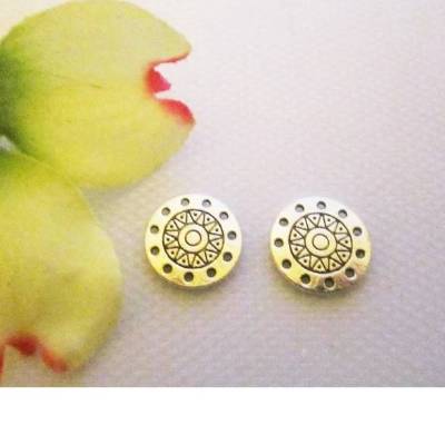 6x Anhänger/ Verbinder Sonne runde Charm Münzanhänger Armband, Ohrringe, Makramee