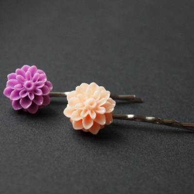 Haarklemme Set Blume Chrysantheme lila Haarnadel