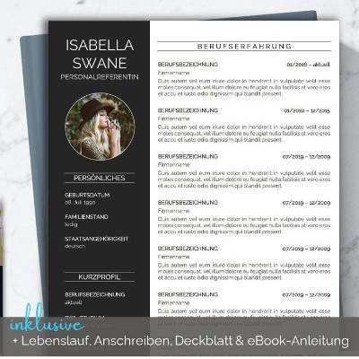 Bewerbungsvorlage deutsch | Vorlage Lebenslauf Anschreiben Deckblatt | Word + Pages