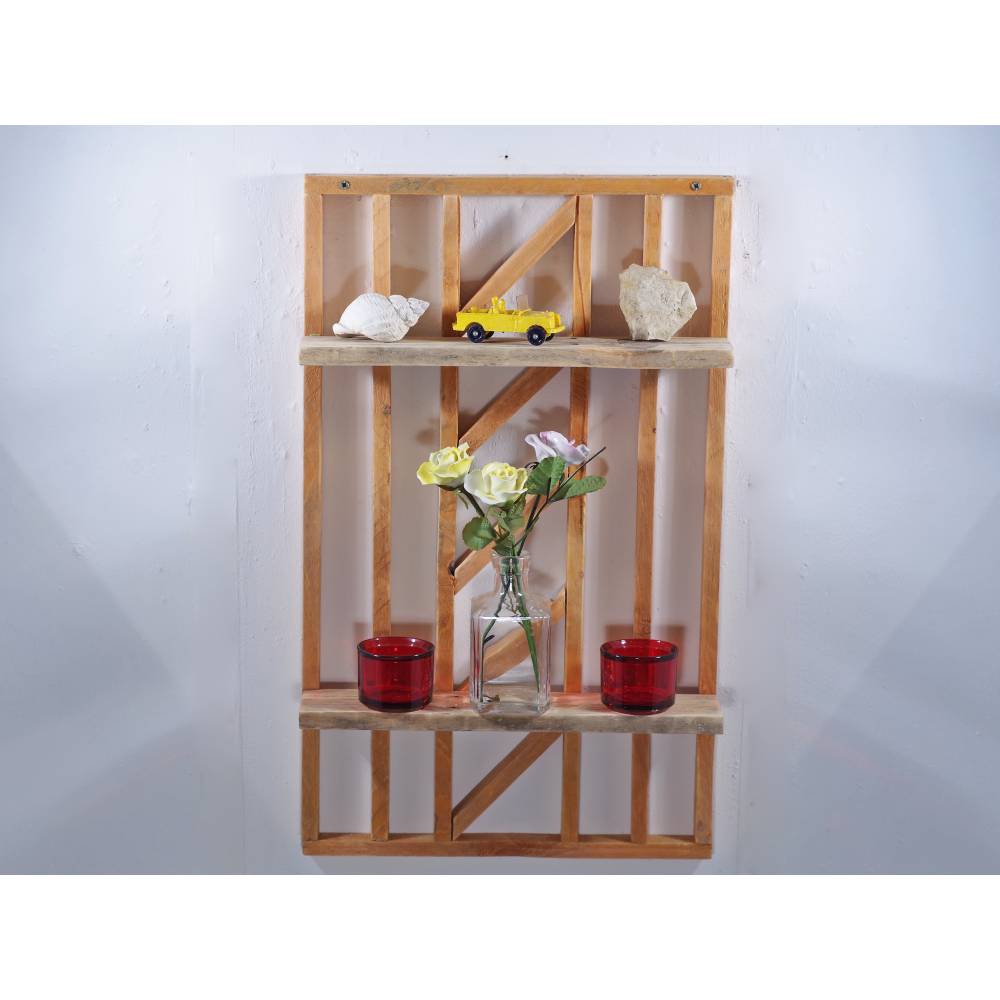 Wandregal aus Paletten- und Bauhölzern, Palettenholz, Regal für Vasen, Möbel, einzigartig, Holz, Wohndeko, deko Bild 1