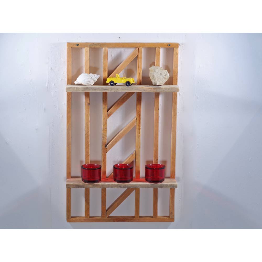 Wandregal aus Paletten- und Bauhölzern, Palettenholz, Regal für Vasen, Möbel, einzigartig, Holz, Wohndeko, deko Bild 4