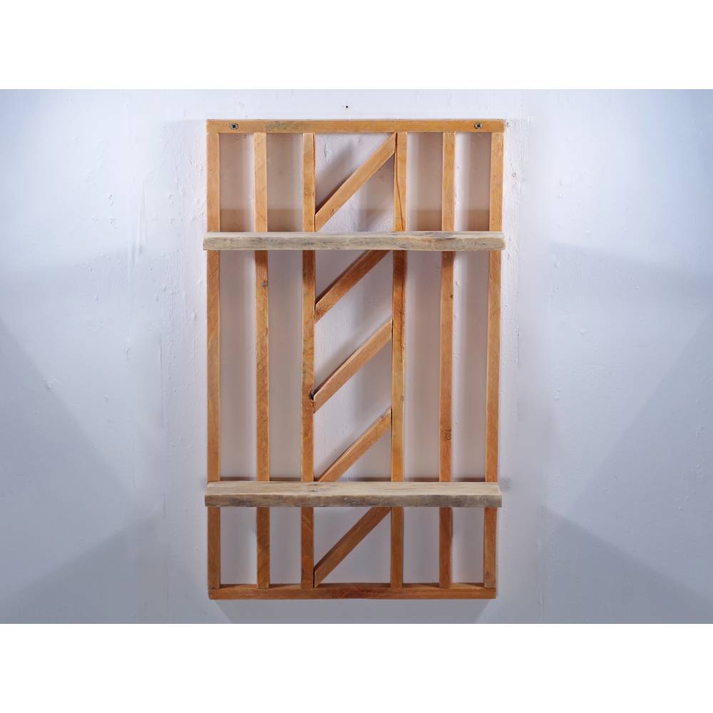 Wandregal aus Paletten- und Bauhölzern, Palettenholz, Regal für Vasen, Möbel, einzigartig, Holz, Wohndeko, deko Bild 9
