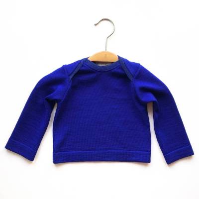 Babypullover, 100% Merinowolle, 62 68, blau, Upcycling