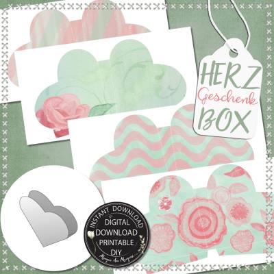 FREEBIE | Herz Geschenk Box | DIY zum selbst drucken | PDF Datei