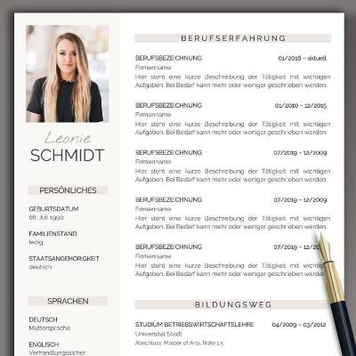 Lebenslauf Vorlage modern | Bewerbungsvorlage deutsch | CV Vorlage inkl. Bewerbungsschreiben mit Muster und Deckblatt | 