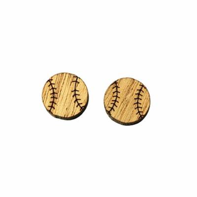 Ohrstecker Ball Baseball Holz Ohrringe Stecker