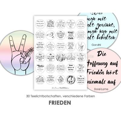 FRIEDEN Teelicht - Botschaften Teelicht Vorlagen Bilder für Teelichter digitale Datei zum Selbstausdrucken Friedenslicht
