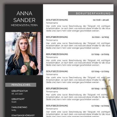 Moderne Lebenslauf Vorlage Word & Pages | Bewerbungsvorlage deutsch