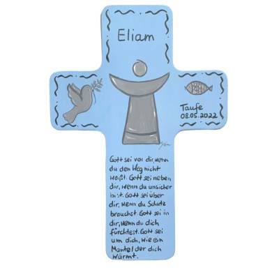 Taufkreuz Holzkreuz Kinderkreuz mit christlichem Motiv  zur Taufe/Geburt/Kommunion