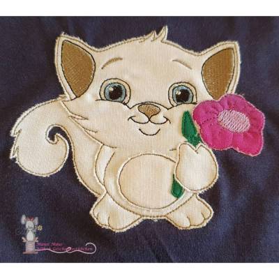 Stickdatei Doodle Katze Charlie mit Blume