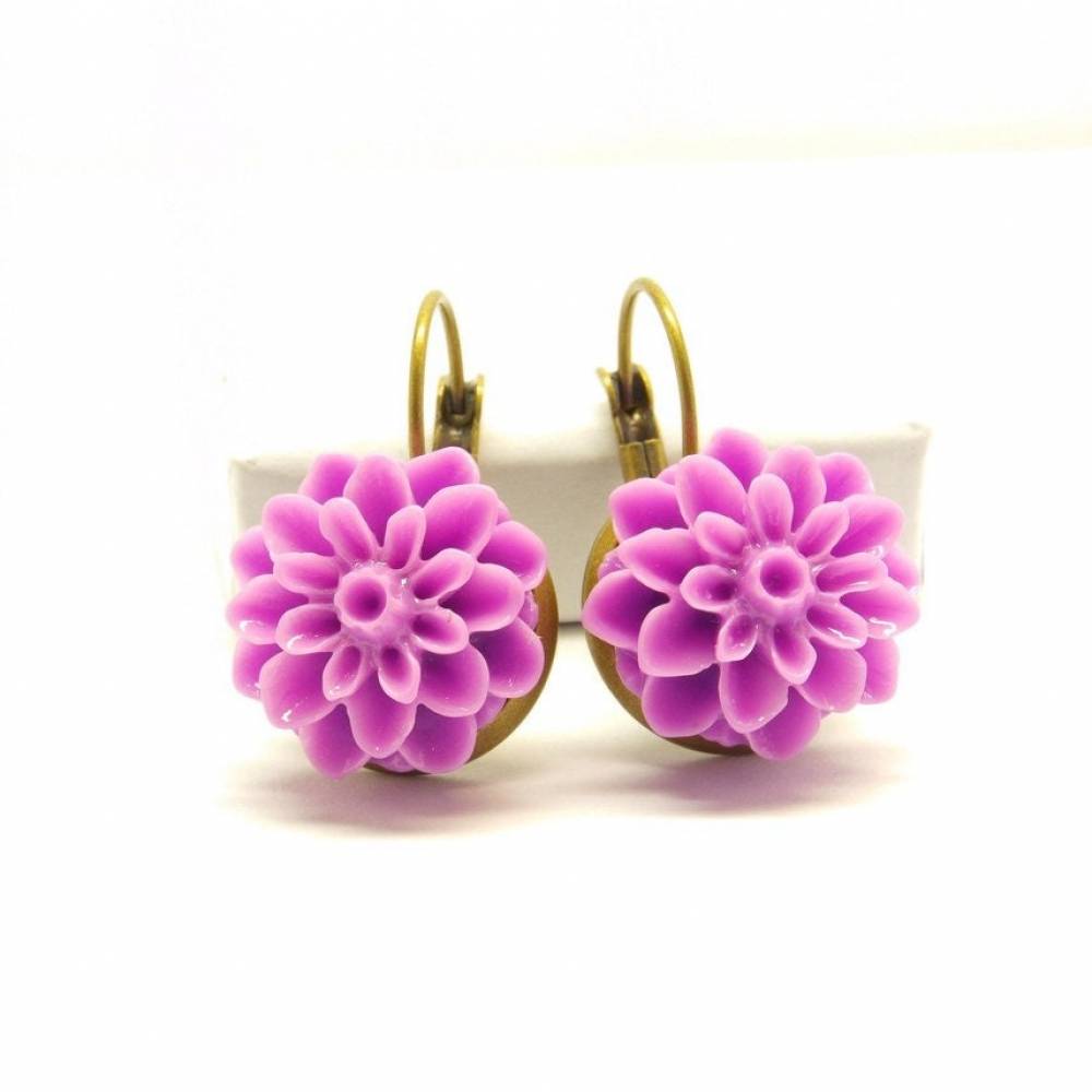 Ohrhänger Chrysantheme Blume Blüte Resin lila