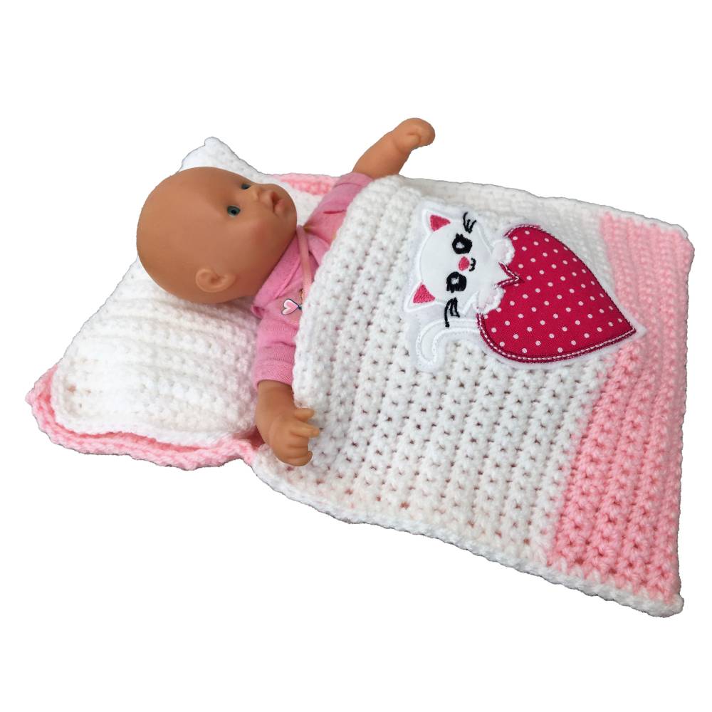 Puppenbettchen - Schlafsack fr Puppen ca. 20 cm Ktzchen