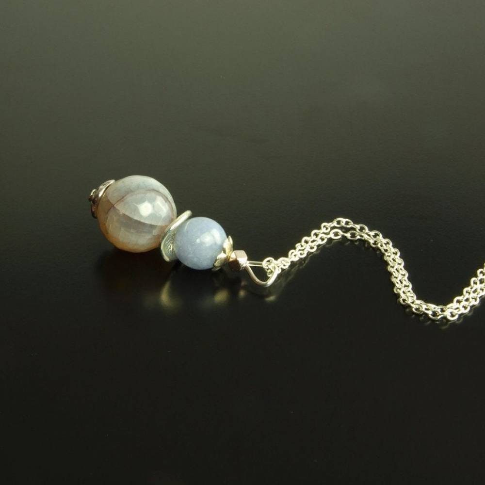 Kette Achat Perle Edelstein Anhänger silber edel
