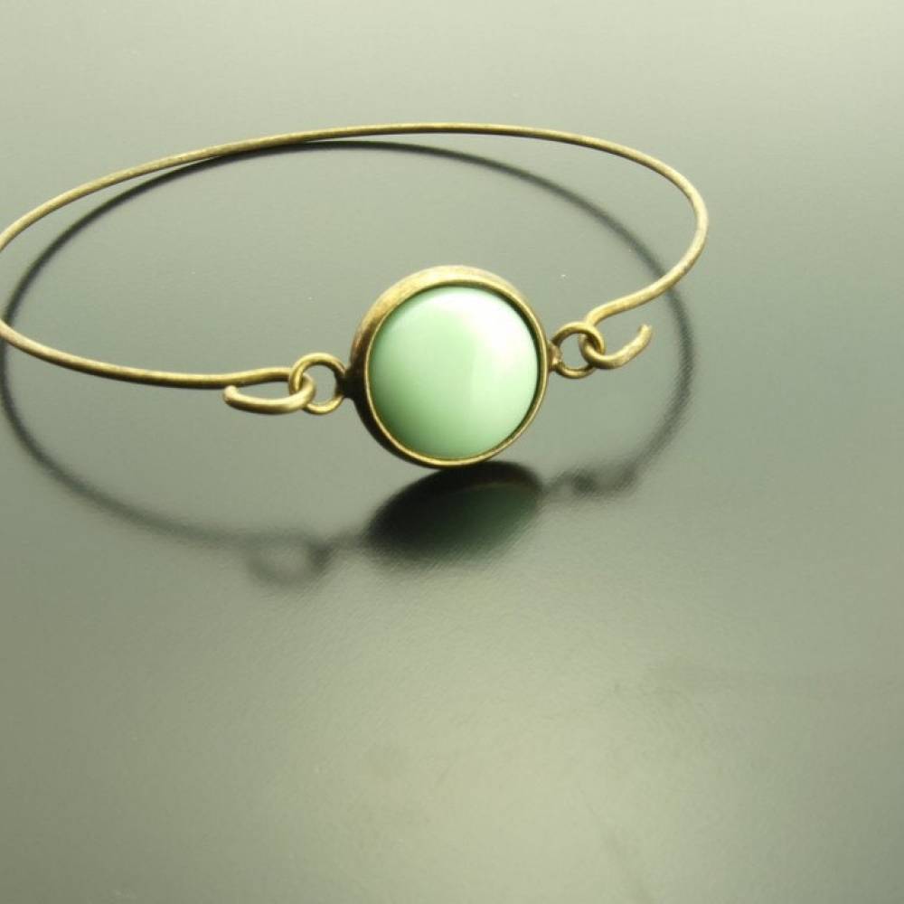 Armreif Cabochon Spiraldraht bronze mint grün