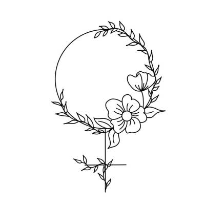 Stickdatei und Plotterdatei Symbol mit Blumen in drei Größen
