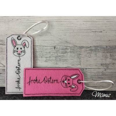 * Frohe Ostern - Hase *  ITH Anhänger, Geschenkanhänger - Stickdatei 10x10