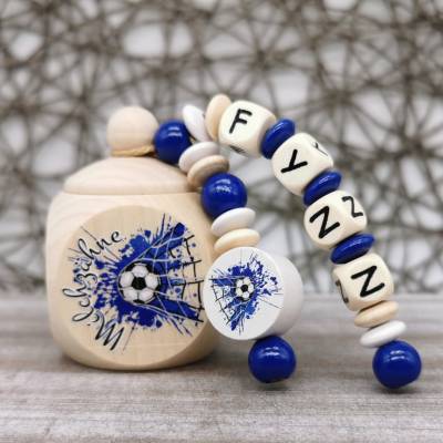 Zahndose Milchzahndose mit Name Junge Fußball