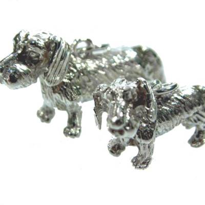 NEUES MODEL. JR. Dackel Anhänger Silber 925 10g Rauhaar Teckel Hunde Silberanhänger 23x16mm
